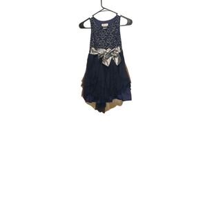 girls bonnie jean navy silver party dress